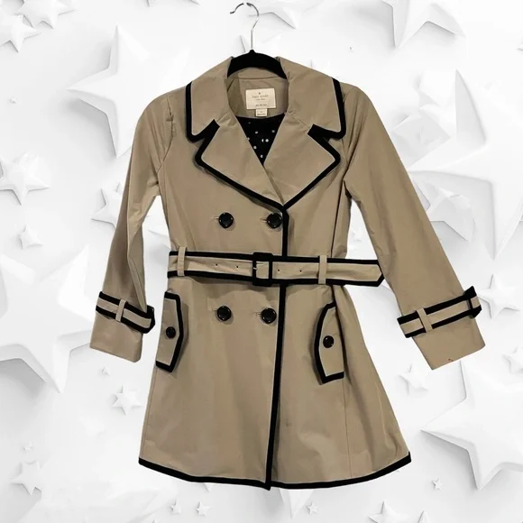 Kate Spade Tan/Black Trench Coat girl size M - Picture 1 of 9